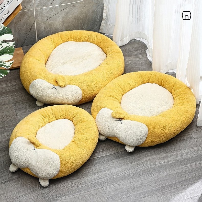 Soft Warm Round Donut Dog Cat Bed Plush Faux Fur Luxury Pet Sleeping Beds Comfortable Winter Warm Nest cama para mascota