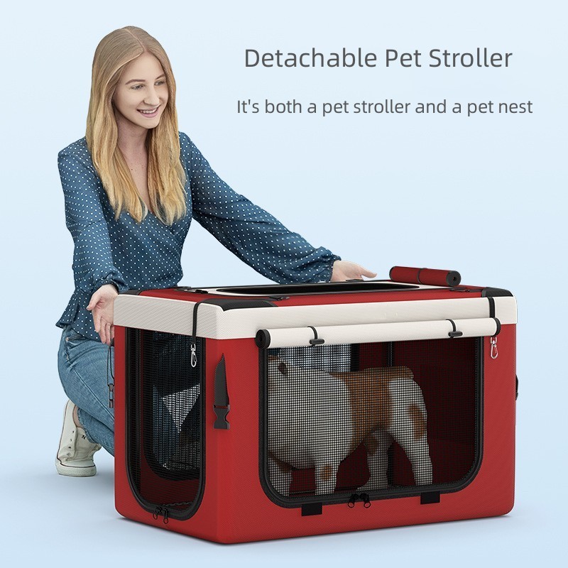 Removable Foldable 4 Wheel Pet Trolley Pet Dog Stroller Folding Detachable Cat Travel Stroller Dog Accessories