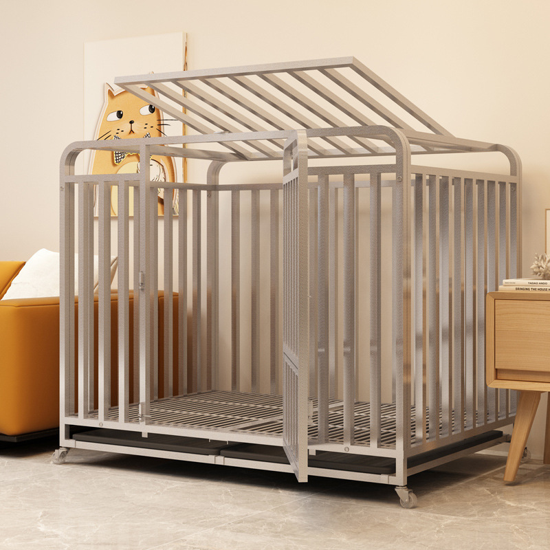 High Quality Metal Wire Large Dog Cage Collapsible Portable Pet Kennel Wholesale Pet Supplies Dog Crate with Wheels