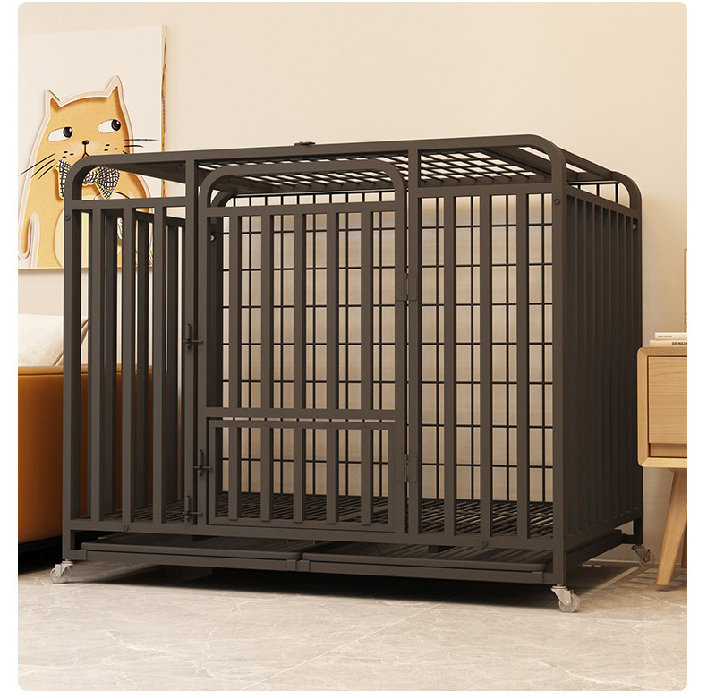 High Quality Metal Wire Large Dog Cage Collapsible Portable Pet Kennel Wholesale Pet Supplies Dog Crate with Wheels