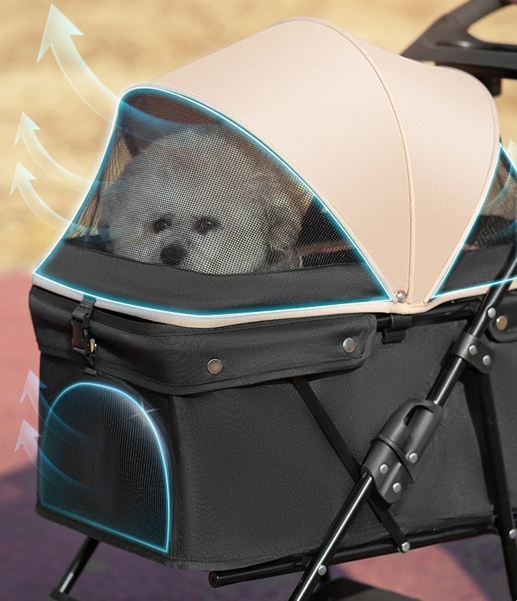 Collapsible Trolley Lightweight Dog Stroller Luxury 4 Wheels One Handle Folding Dog Cat Outdoor Travel Carrier Trolley Pet Cart