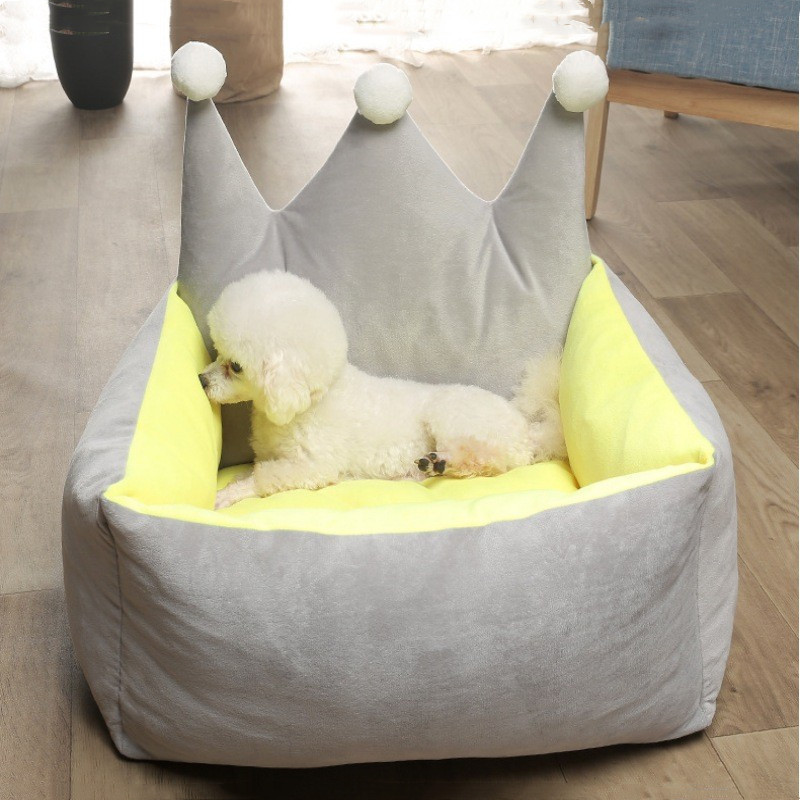 Comfortable velvet pet sofa extra firm cotton breathable rectangle nest pet sleeping bed dog sofa bed