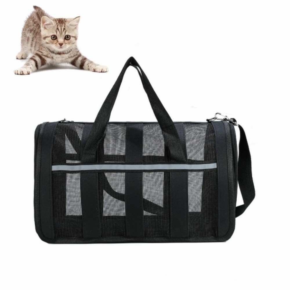 Breathable mesh pet bag puppy dog cat travel carrier backpack folding large outdoor pet handbag women sling tote bag