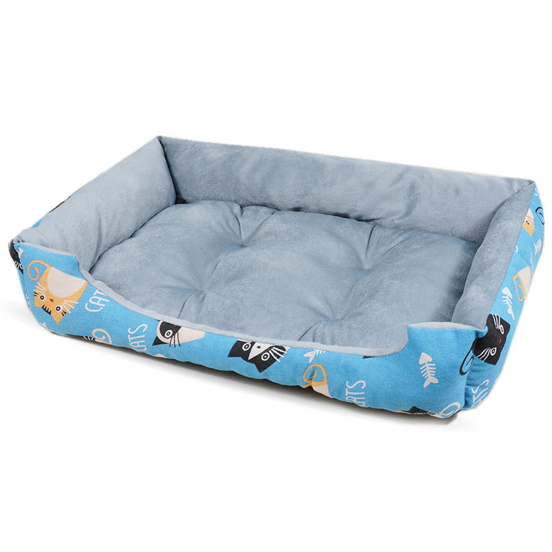 Comfortable velvet pet sofa extra firm cotton breathable rectangle nest pet sleeping bag cushion dog bed