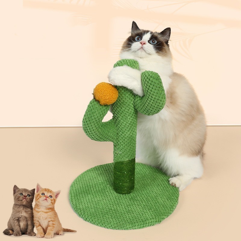 Custom Cactus Cat Tree Natural Sisal Hemp Rope Cat Climbing Frame Kitten Scratch Scratcher Post Pet Cat Toys Pet Supplies