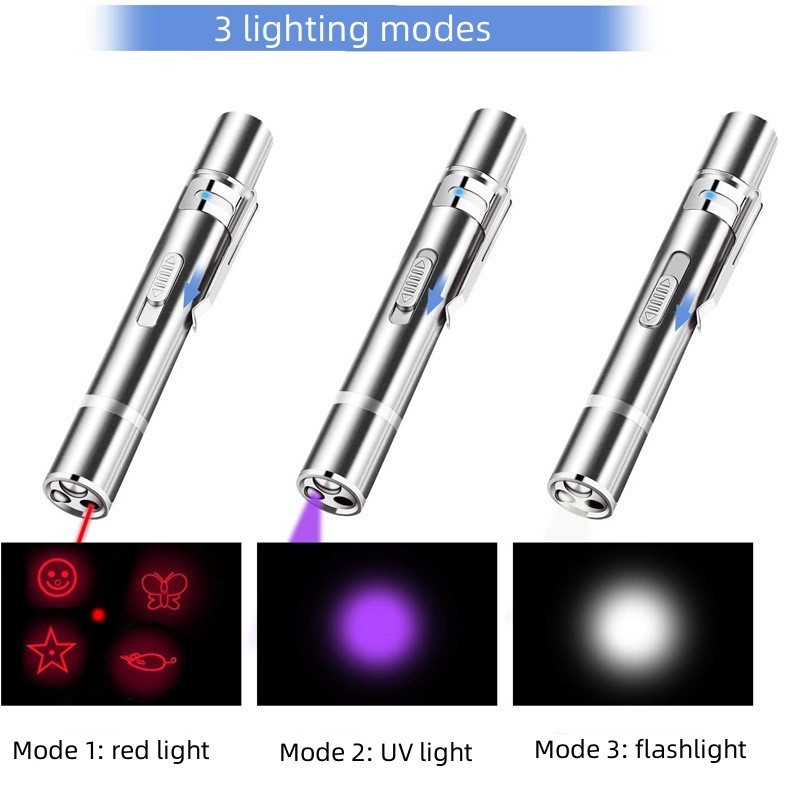 Cat laser pointer pet kitten pen toy Usb rechargeable interactive funny chaser training agility pet laser pointer cat dog toys