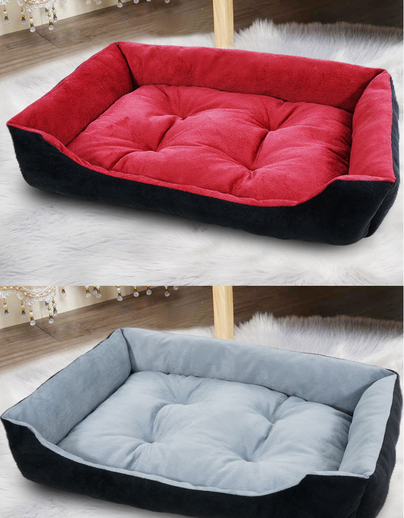 Comfortable velvet pet sofa extra firm cotton breathable rectangle nest pet sleeping bag cushion dog bed