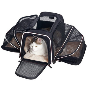 Expandable Pet Carrier Bag Dog 2 Sides Expandable Soft-Sided Collapsible Airline Approved Cats Dogs Mesh Pet Travel Tote Bag