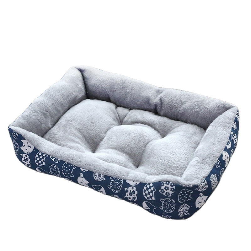 Comfortable velvet pet sofa extra firm cotton breathable rectangle nest pet sleeping bag cushion dog bed