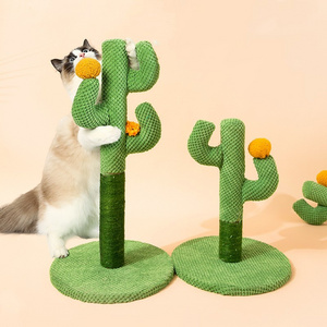 Custom Cactus Cat Tree Natural Sisal Hemp Rope Cat Climbing Frame Kitten Scratch Scratcher Post Pet Cat Toys Pet Supplies