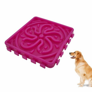 Pretty Flower Shaped Dog Cat Feeders Bowls Rubber Food Basin Non-toxic Anti Choke Pet Slow Feeding Feeder Food Bowl