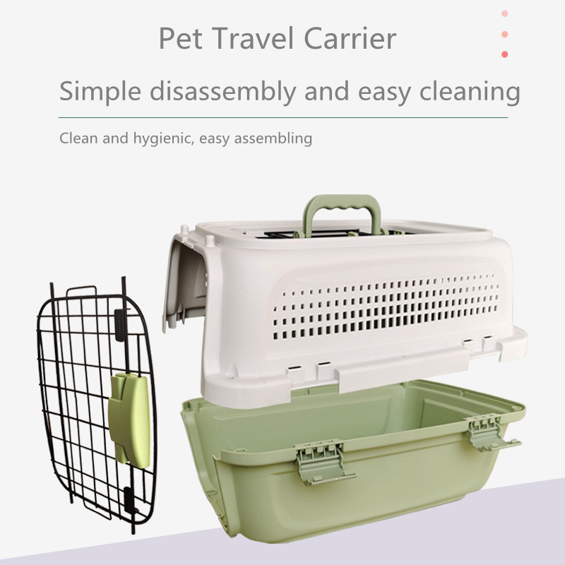 Airline approved pet travel carrier box portable breathable outdoor large plastic pet dog cat transport cage pet supplies