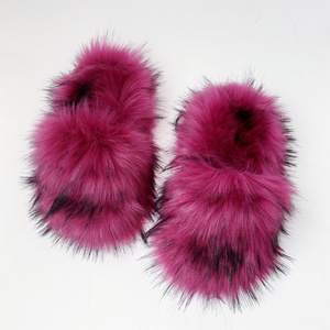 PDEP new arrival  designer fashion  fur Slippers women fluffy plush Mongolian winter fur slides