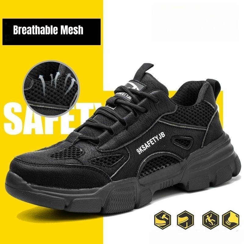 leather Safety Work boots For Men Steel Head sneakers Male Footwear Indestructible Construction Security steel toe safety shoes