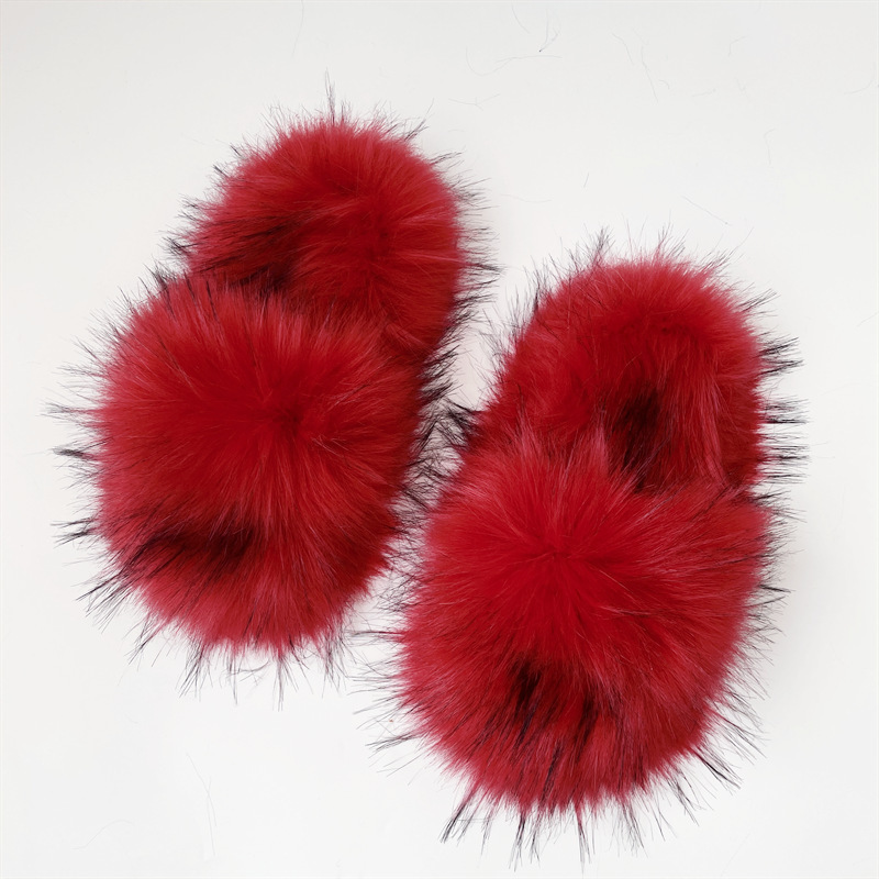 PDEP new arrival  designer fashion  fur Slippers women fluffy plush Mongolian winter fur slides