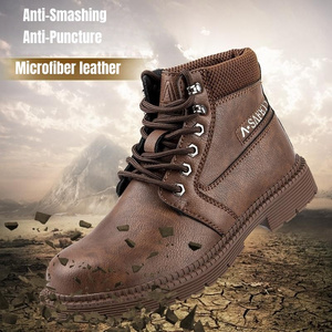 Lace-up labor protection shoes anti-smashing construction site light men safety work boots for men water oil proof