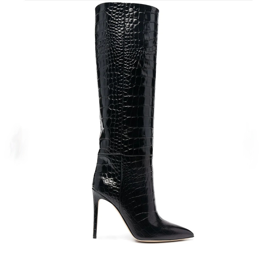 PDEP 2022 crocodile pattern women knee high boots with zipper pointy toe sexy ladies boots