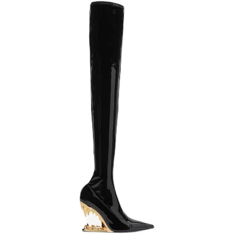 PDEP  designer Teeth Shaped thigh high  ladies boots  High Heels Over Knee Long Boots stretchy western women boots 2023