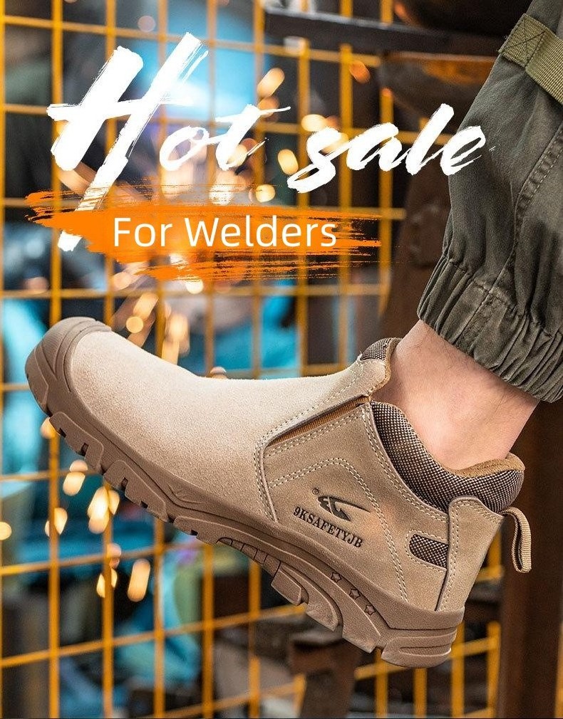 Electric welding safety  shoes slip on non-slip rubber sole anti-scald welder protective steel toe work boots for men