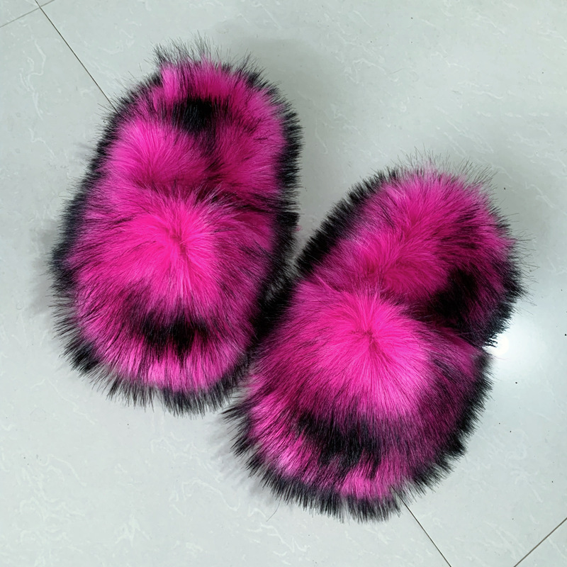 PDEP new arrival  designer fashion  fur Slippers women fluffy plush Mongolian winter fur slides