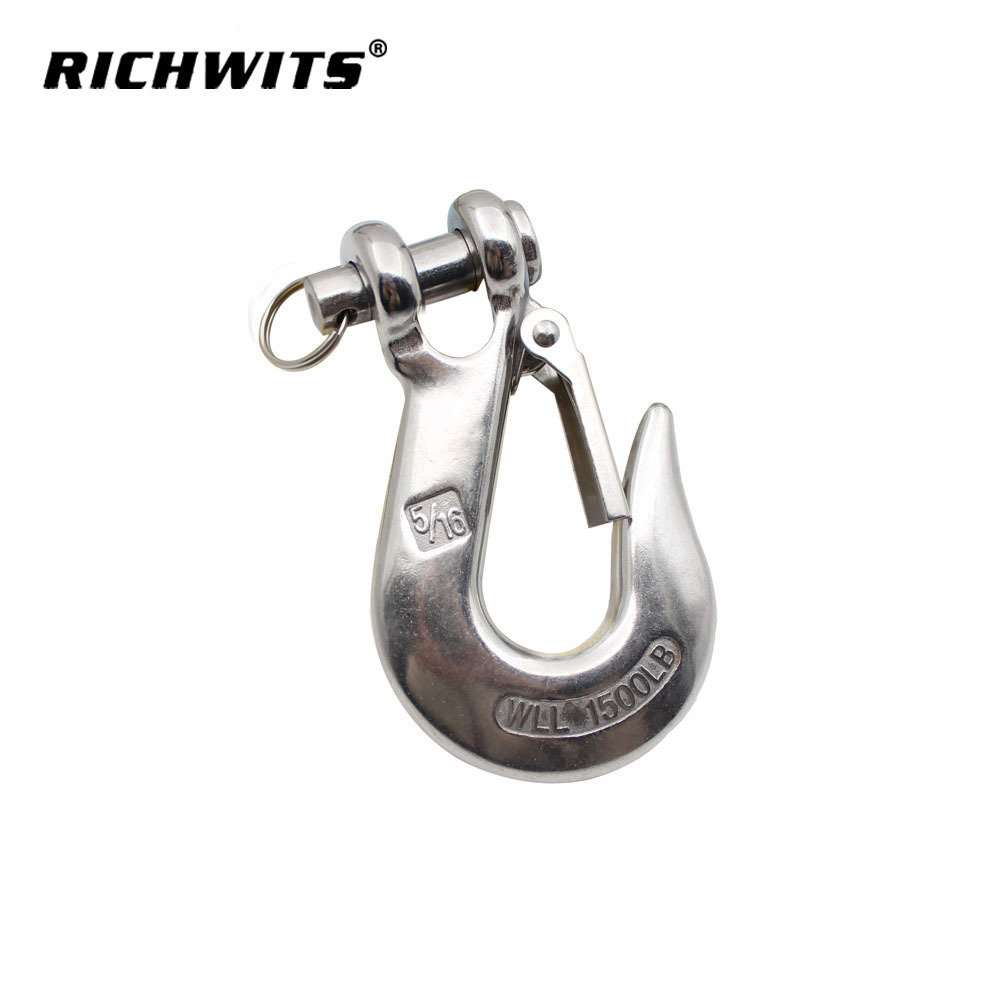 1500kg Stainless Steel Clevis Grab Slip Hooks With Safety Latch Crane Hook