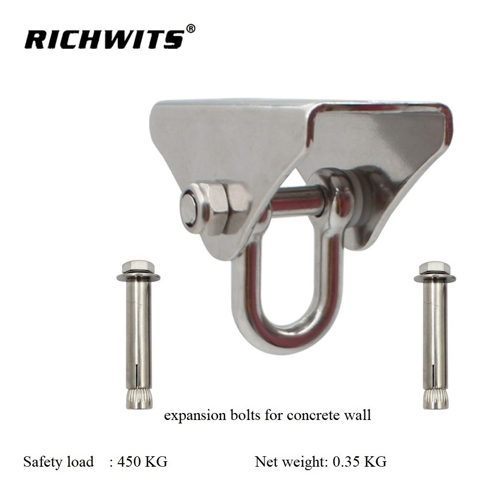 stainless ss304  suspension hardware swing ceiling hook with D shackle  wall hanging kit for hammock chair yoga boxing