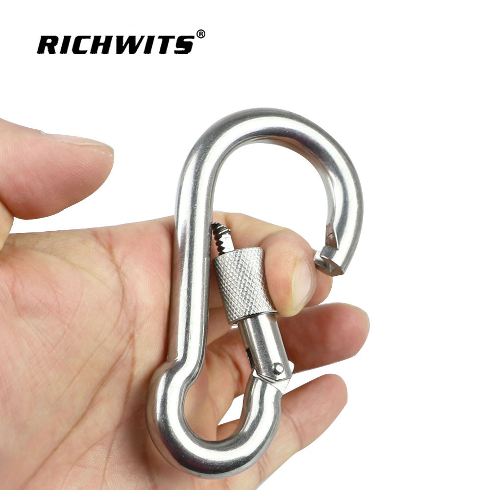 Rigging hardware carabiner rotating hook SS304/316 carabiner hook screw lock