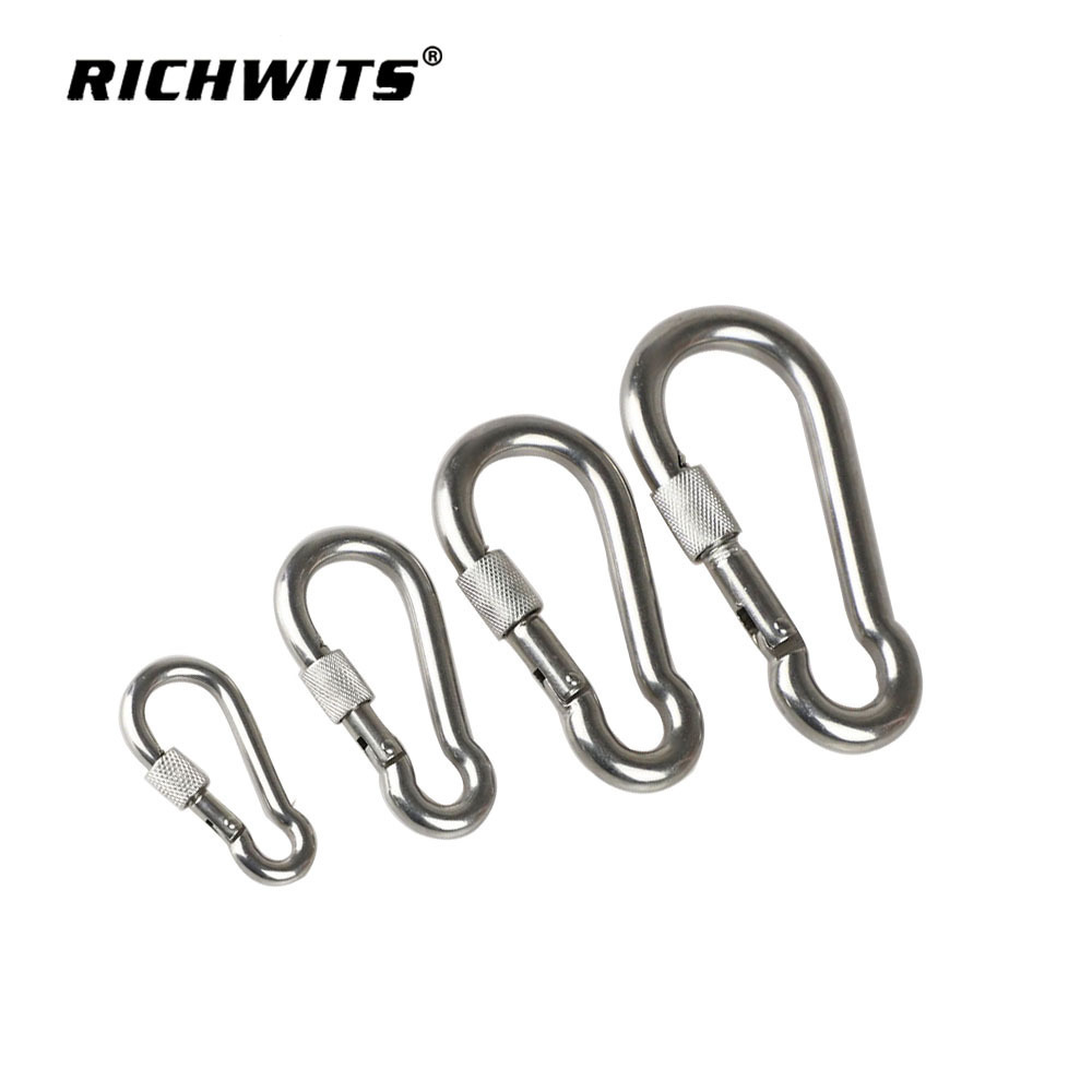 Rigging hardware carabiner rotating hook SS304/316 carabiner hook screw lock