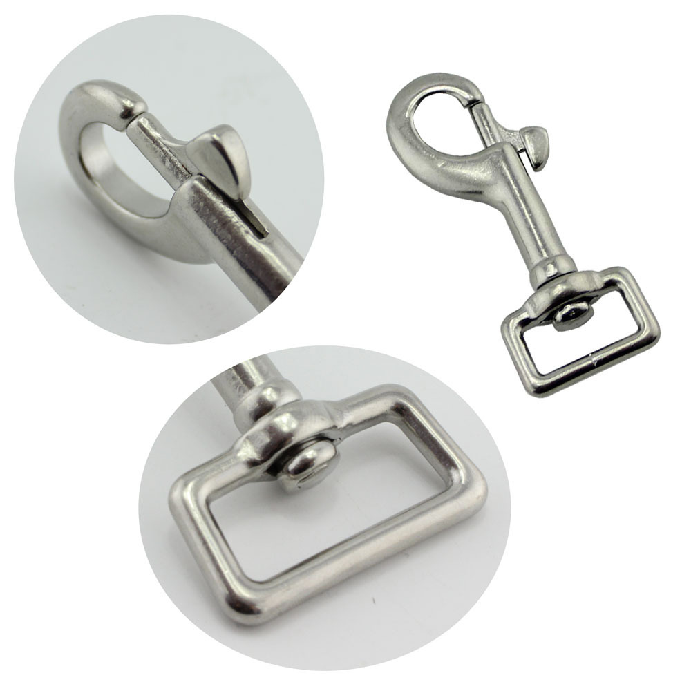 Stainless Steel 316 Square Swivel Eye Bolt Metal Snap Hooks for rotating carabiner