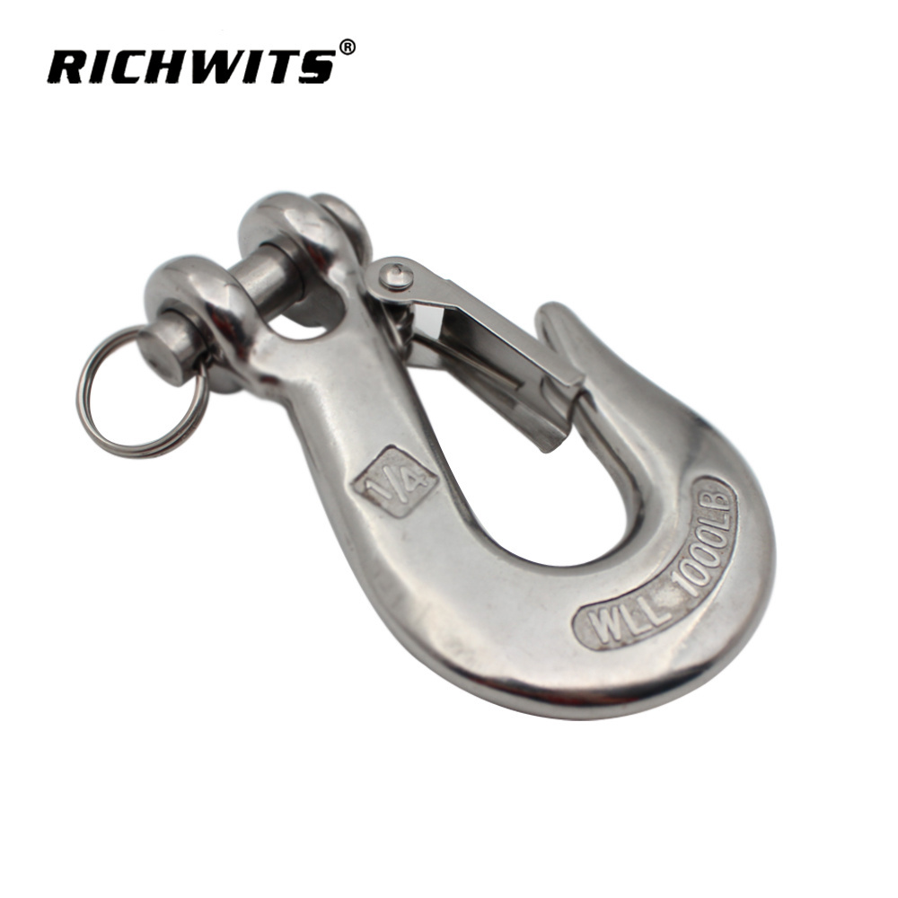 1500kg Stainless Steel Clevis Grab Slip Hooks With Safety Latch Crane Hook