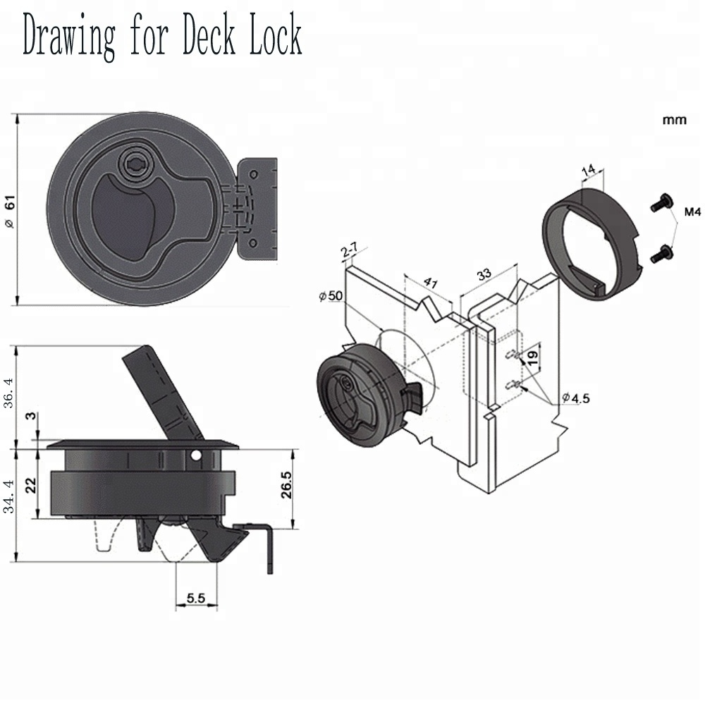 Flush Pull Hatch Latch Round Slam Latch for RV Boat Deck 2