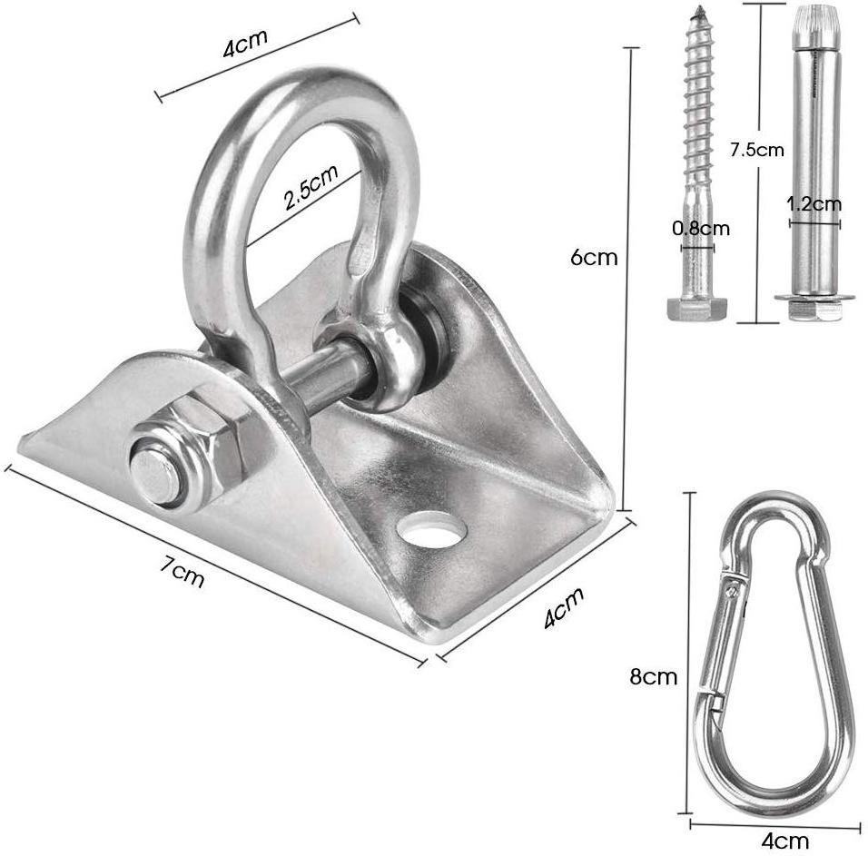 450 kg capacity SUS304 stainless steel ceiling hook with M8 carabiner swing hook for hanging chair, concrete wood,