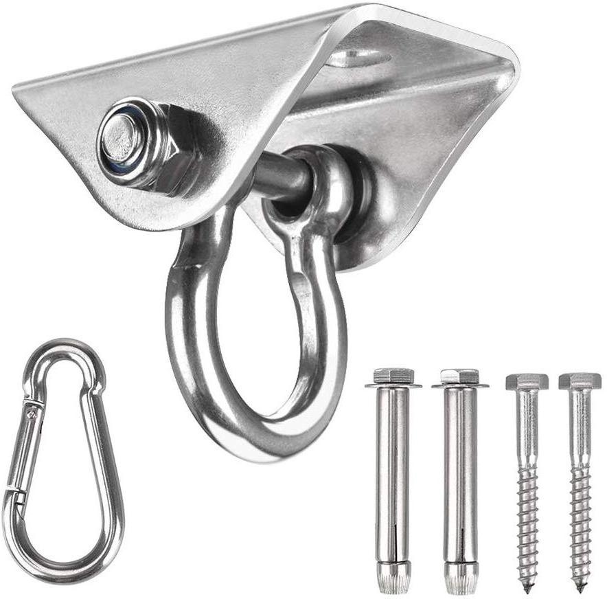 450 kg capacity SUS304 stainless steel ceiling hook with M8 carabiner swing hook for hanging chair, concrete wood,