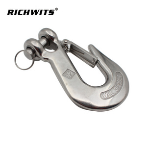 1500kg Stainless Steel Clevis Grab Slip Hooks With Safety Latch Crane Hook