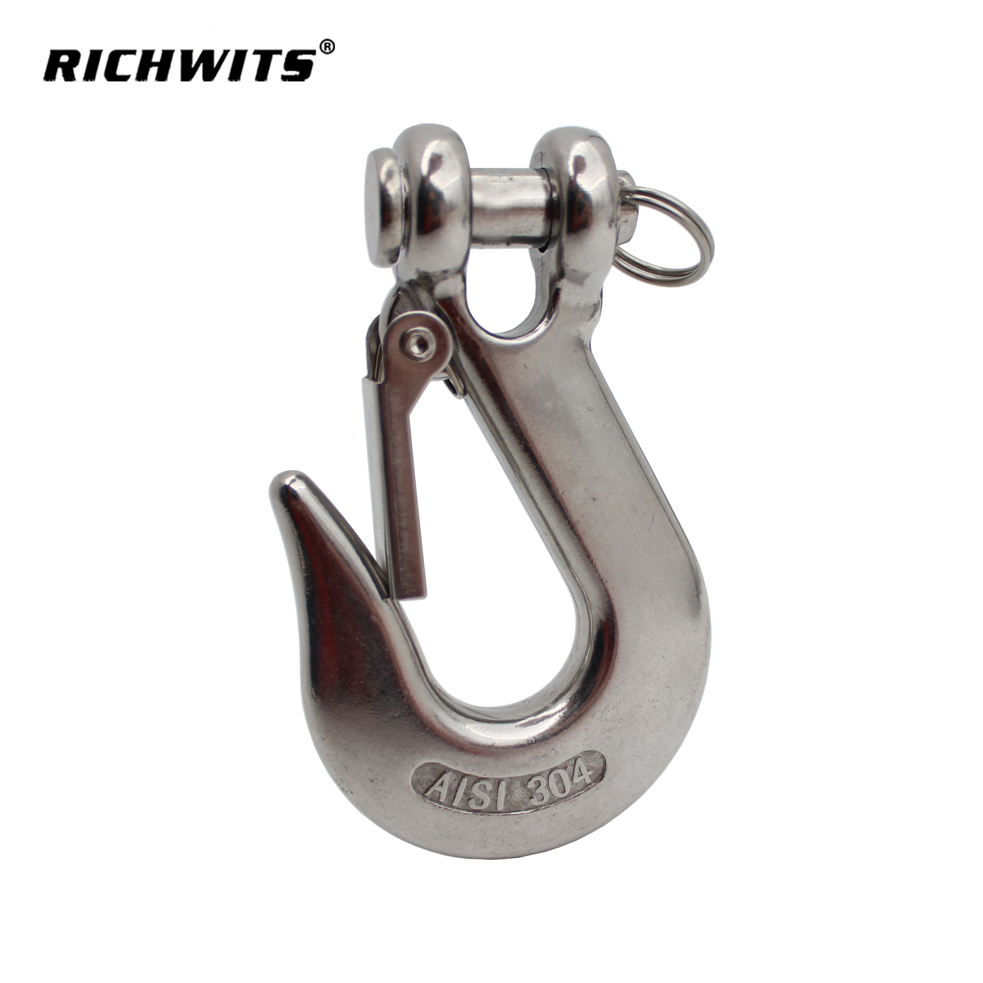 1500kg Stainless Steel Clevis Grab Slip Hooks With Safety Latch Crane Hook