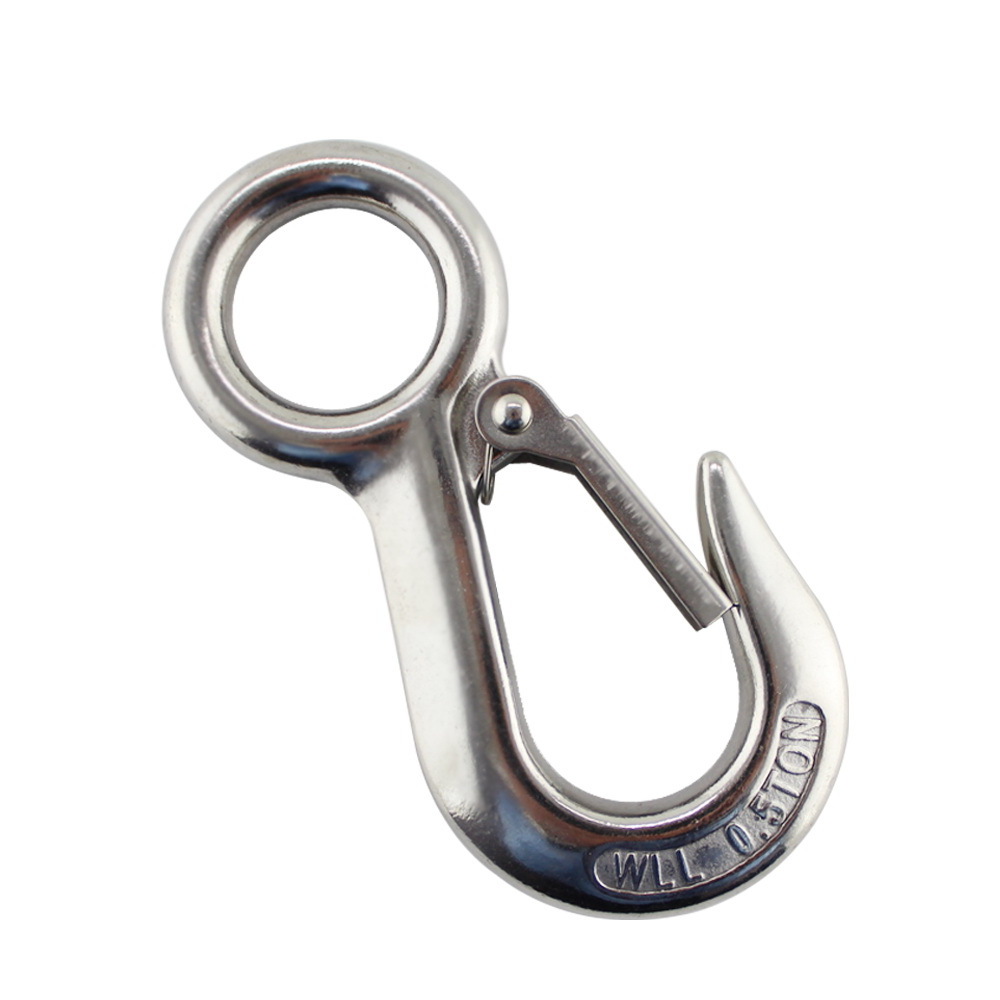 Rigging hardware large eye crane hook stainless steel 304 latching hook for crane