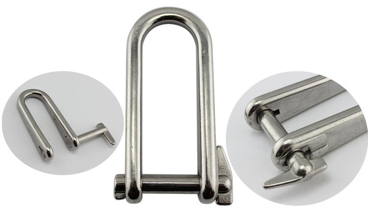 stainless steel 316 8mm key pin long d shackle marine rigging