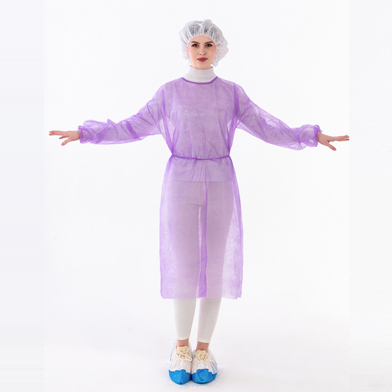 disposable medical isolation gown sms with Elastic Cuff Latex-Free Fluid Resistant Nonsterile medical surgery suit gown