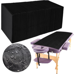 Disposable Bed Sheets Non-Woven Spa Fabric Sheets Black Waterproof Oil Proof Bed Cover Massage Table Sheets for Travel Spa