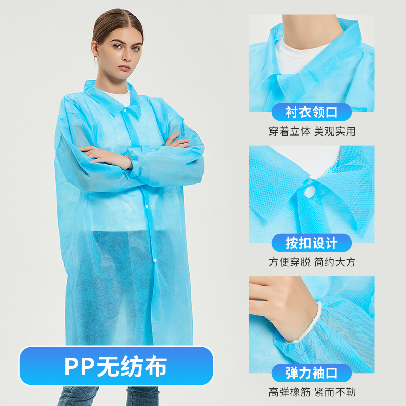 Xianzhibo Factory Direct Supply Wholesale PP40g Disposable Economy  Lab Coats with Elastic Cuff Disposable Visitor Gown