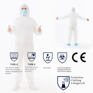 Type 5 6 Coverall Disposable SMS 55 grams White Xiantao Factory Made in China