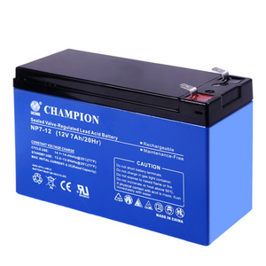 12V 7AH  rechargeable valve regulated lead acid battery storage raw material low self-discharge battery for lighting