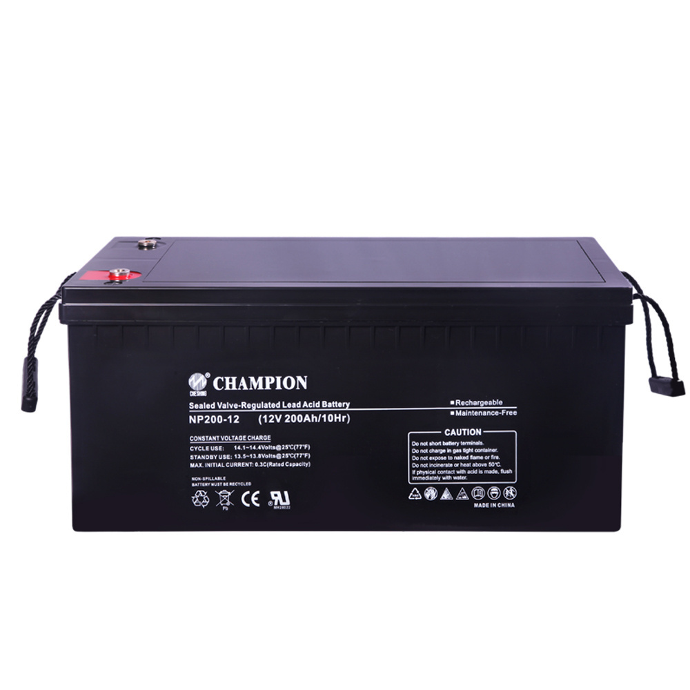 VRLA Deep Cycle Lead acid Battery Champion 12V solar AGM  Energy Storage Solar battery 200Ah supply for UPS EPS