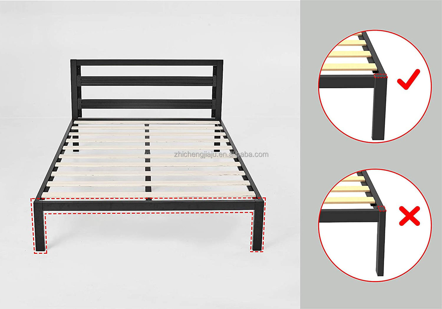 Free Sample Platform Cama Steel Iron Metal Bed/Single Queen Metal Bed Frame wholesale high quality cheap metal adult