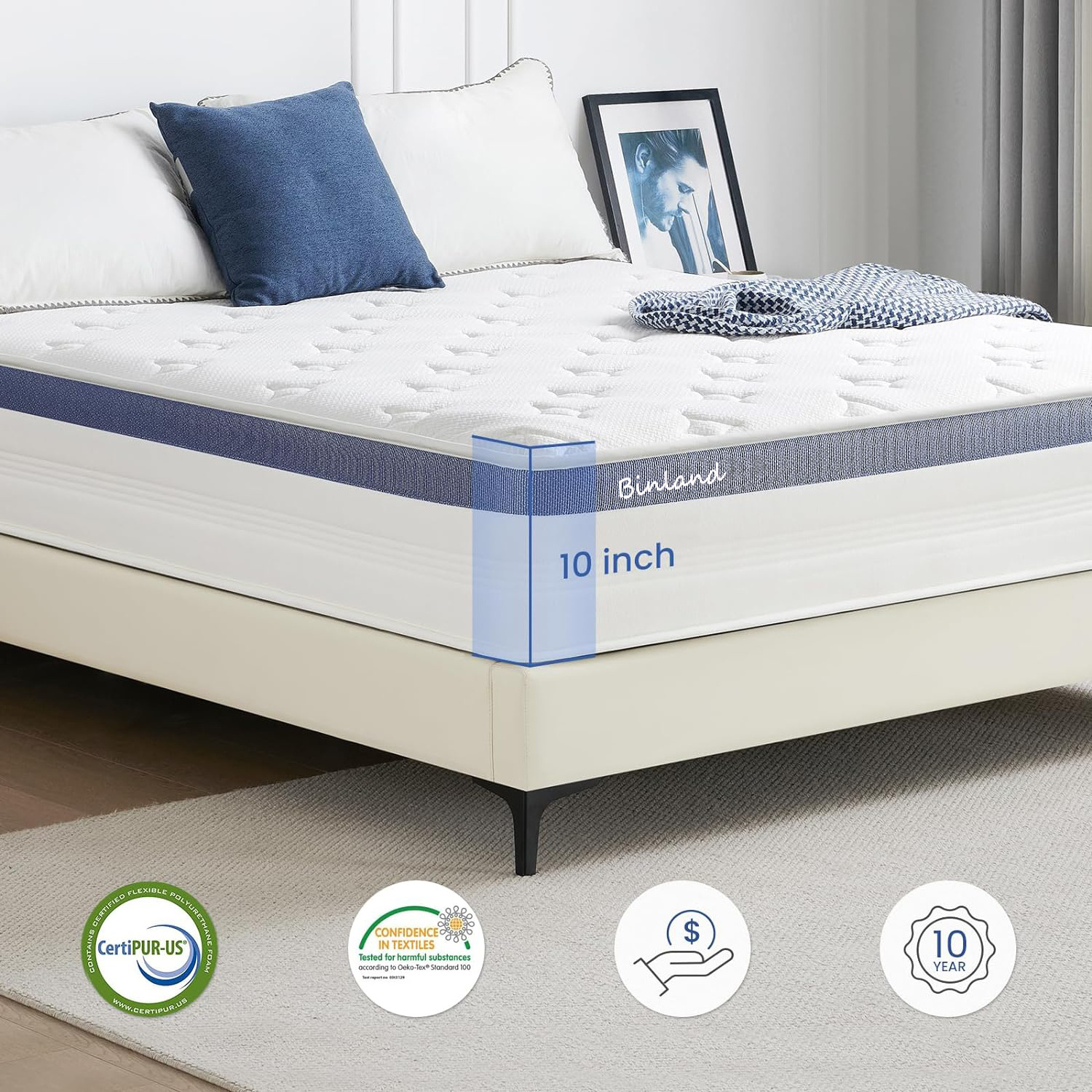 33cm high thick comfortable Super King Size Bed Twin xl queen size hybrid Mattress