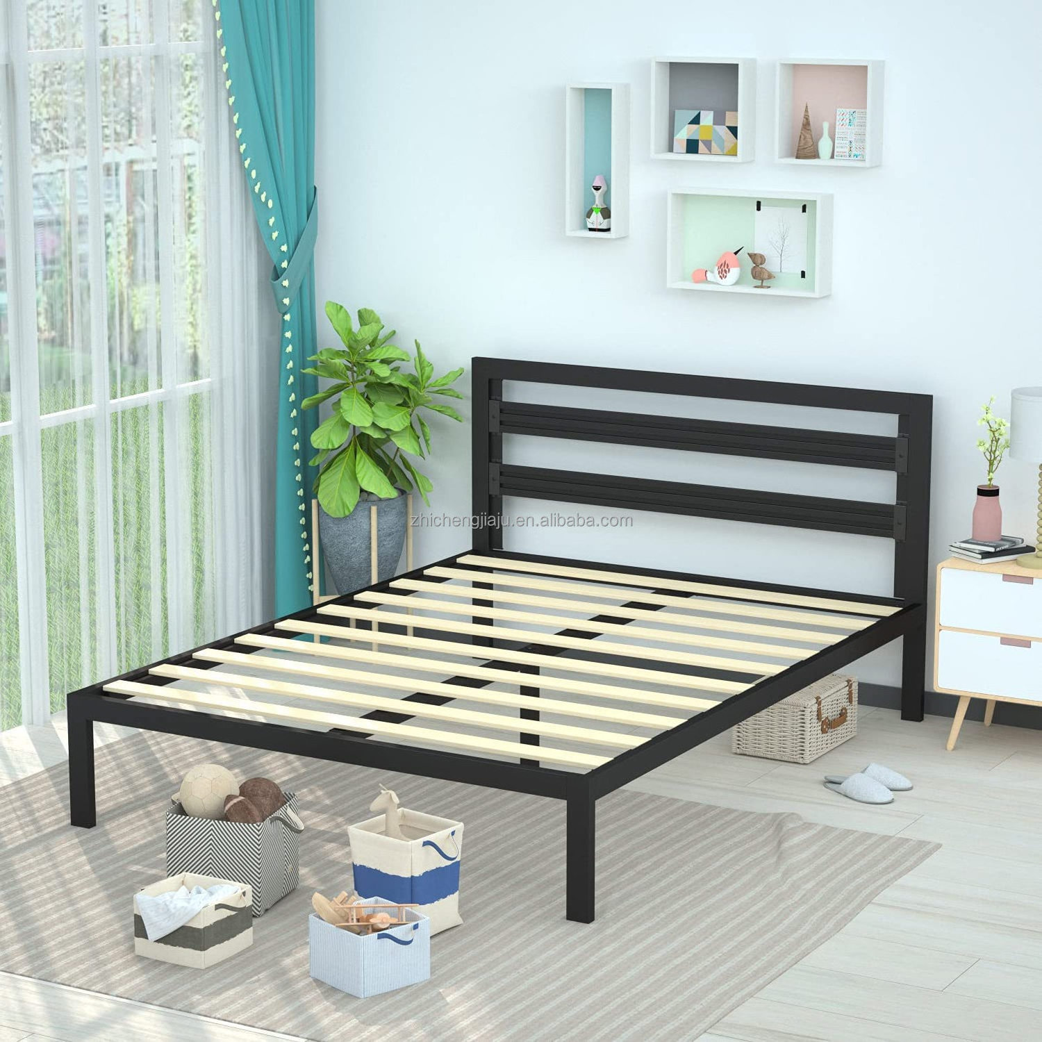 Free Sample Platform Cama Steel Iron Metal Bed/Single Queen Metal Bed Frame wholesale high quality cheap metal adult