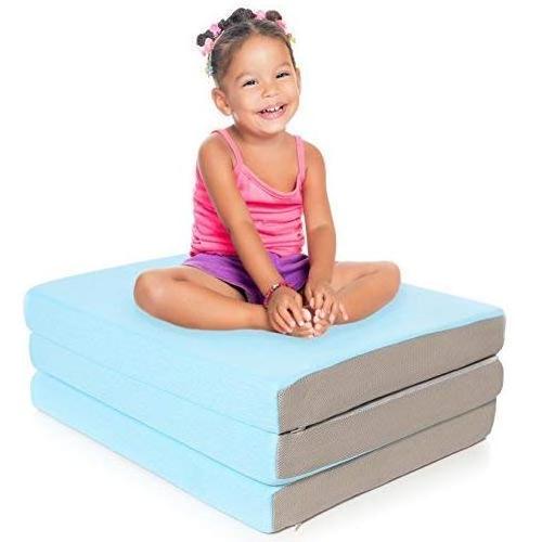 Mattress Topper Mat Tri Folding Mattress Pad with High Grams Cool Knitted Fabric Washable Cover Fill in Memory Foam Comfort Foam