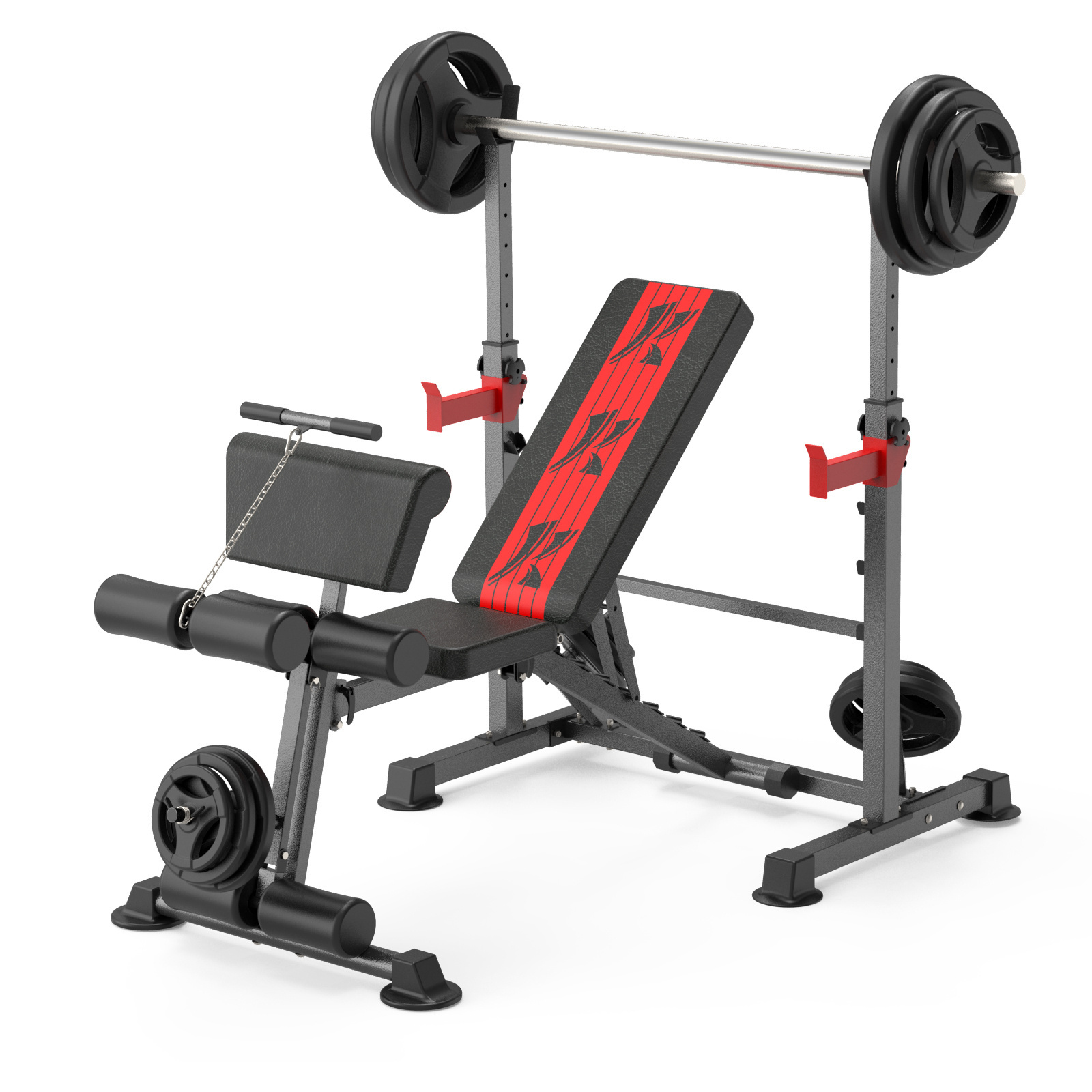 Wellshow Sport Adjustable Squat Rack With Weightlifting Bench Press Barbell Bench Rack Dumbbell Weight Bench