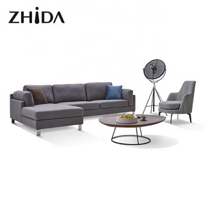 High quality Italy design sofaset home living room Foshan furniture sectionals L shape couch modern fabric sectional sofas