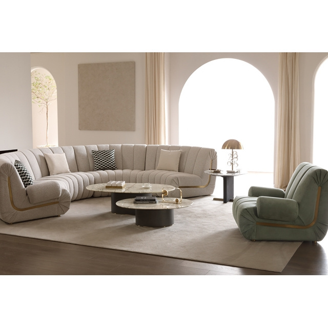 Big italian luxury sofa design sectional corner fabric sofa velvet l-shaped luxury sofa set for large living room